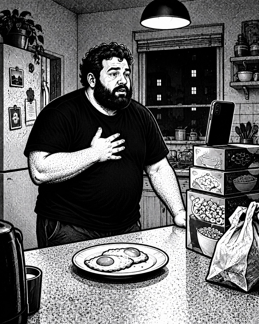 Filming a nervous Day 1 video in the kitchen at night